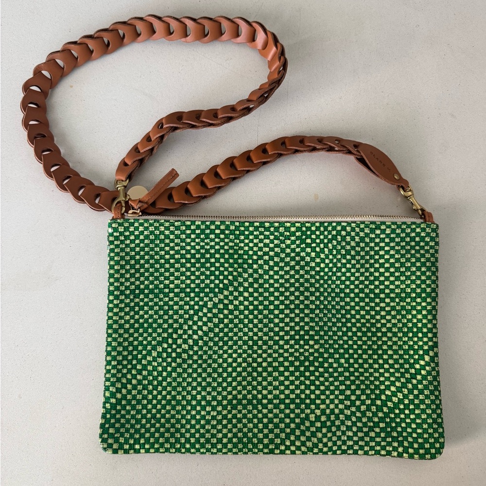 Clare V Flat Club with tabs + brown strap.